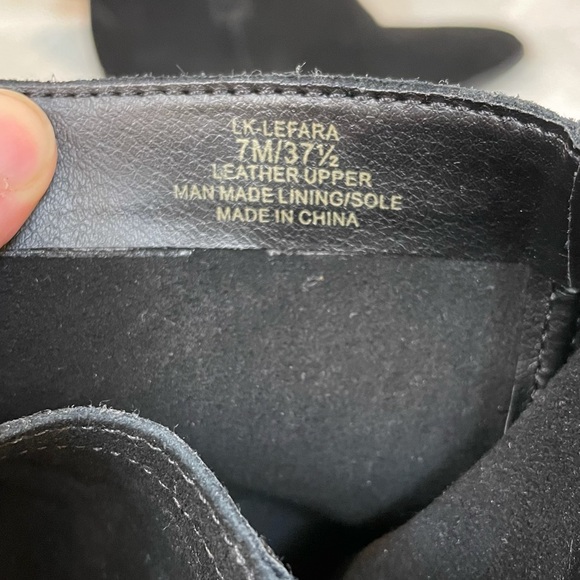 LUCKY BRAND Lefara Suede Black Slouch Ankle Bootie Boot 7 37.5 Western Leather - Picture 7 of 9